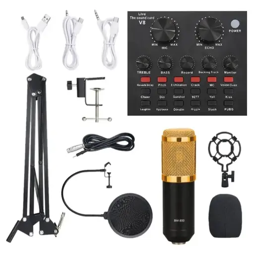 Condenser Microphone Kit With Pop Filter & Mic. Stand and Mixer